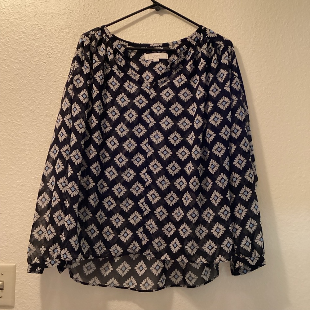 Black, Gray & Blue Floral Loft Blouse